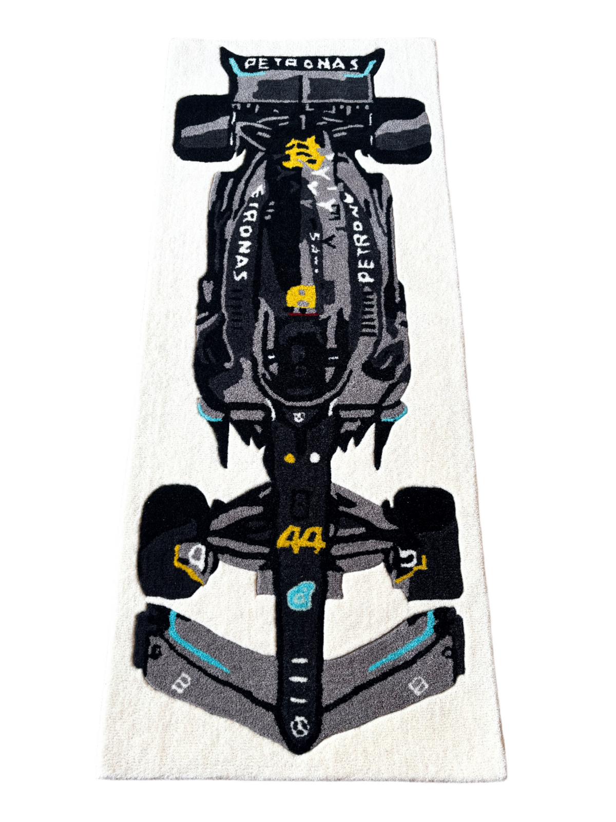 F1 Mercedes inspired Racing Car hand tufted Custom Rug by THE DRIP CO. RUGS