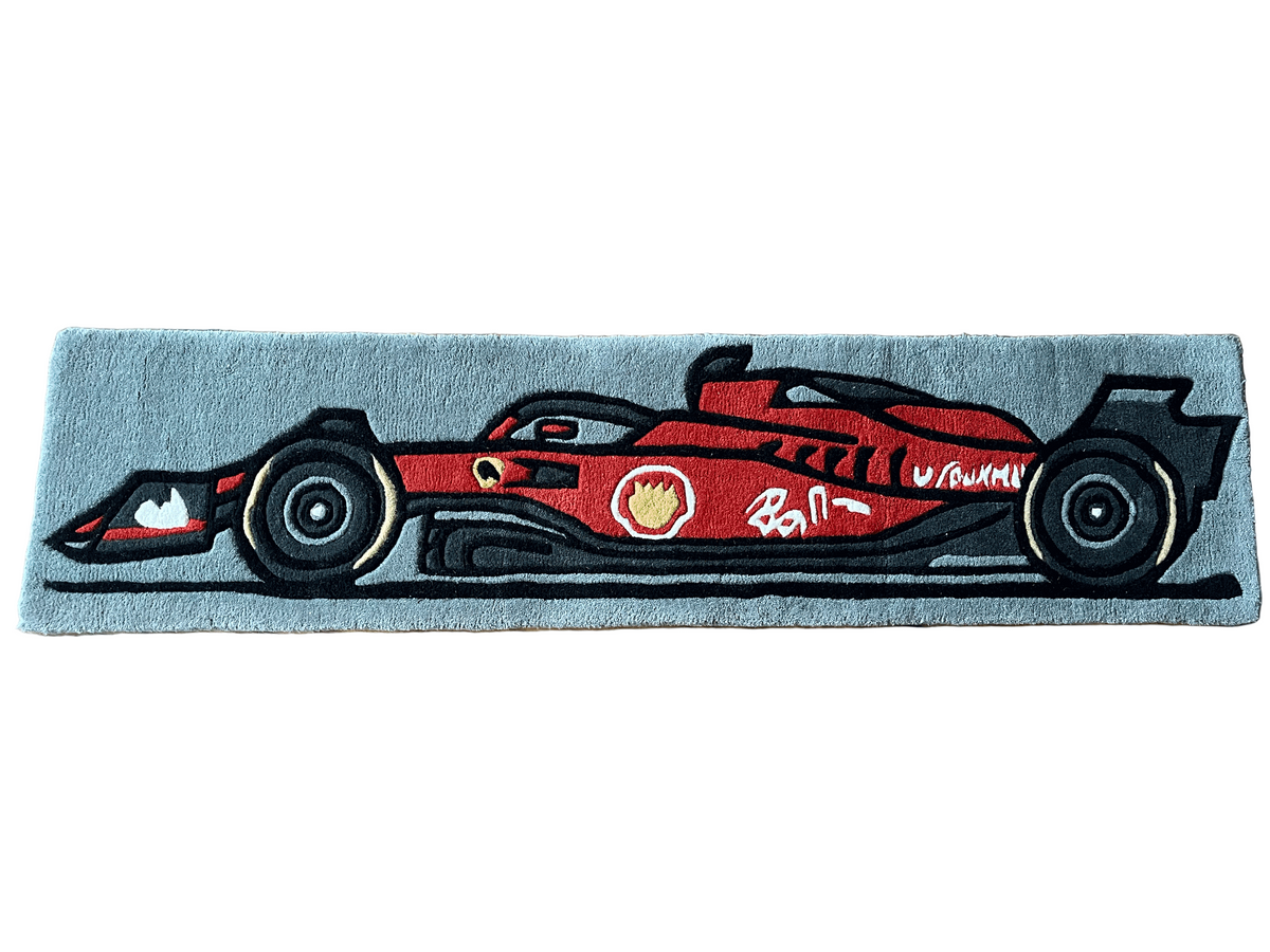 RED F1 Car Custom Rug by THE DRIP CO. RUGS