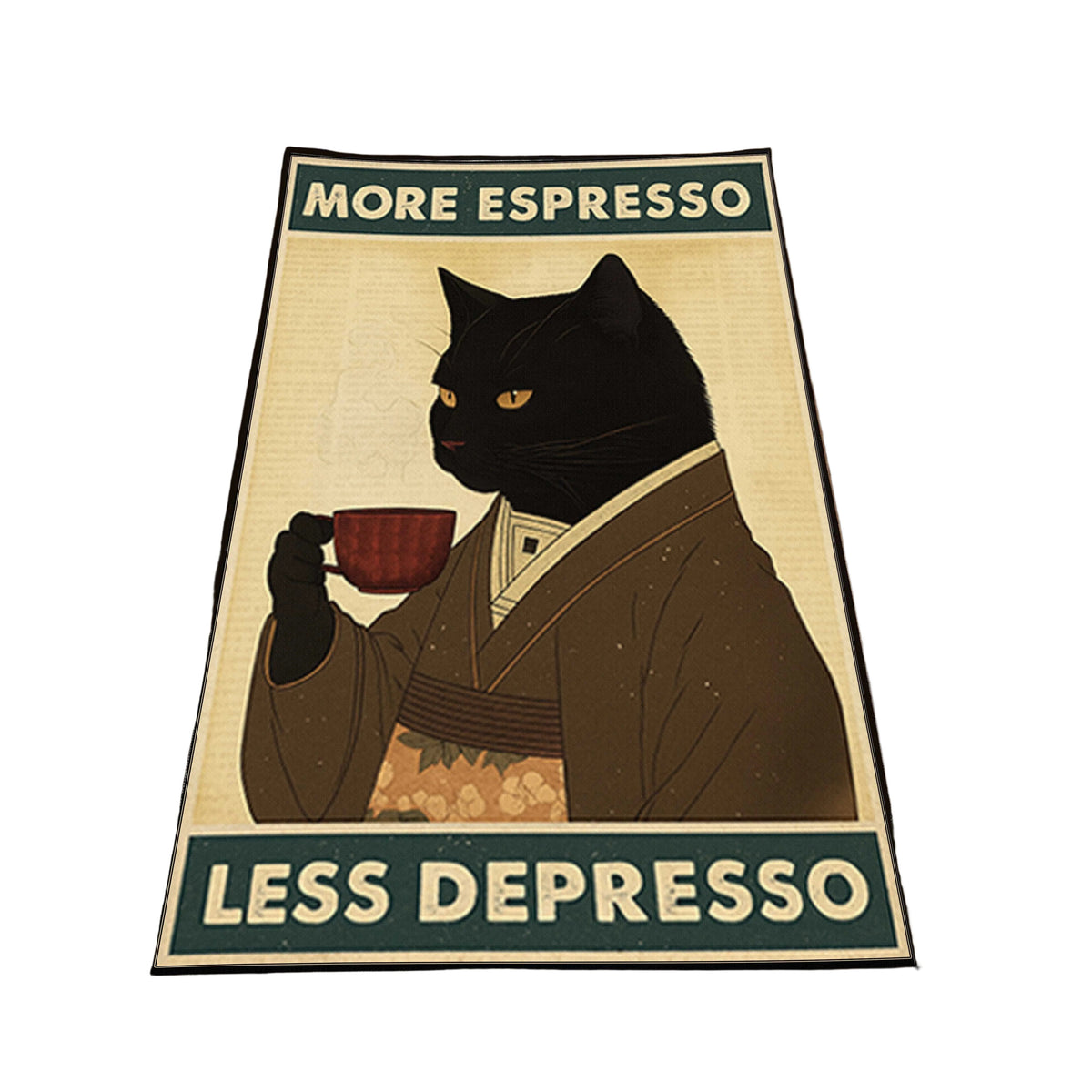 Cat Coffee Door Washable Custom Rug by the Drip Co. by THE DRIP CO. RUGS