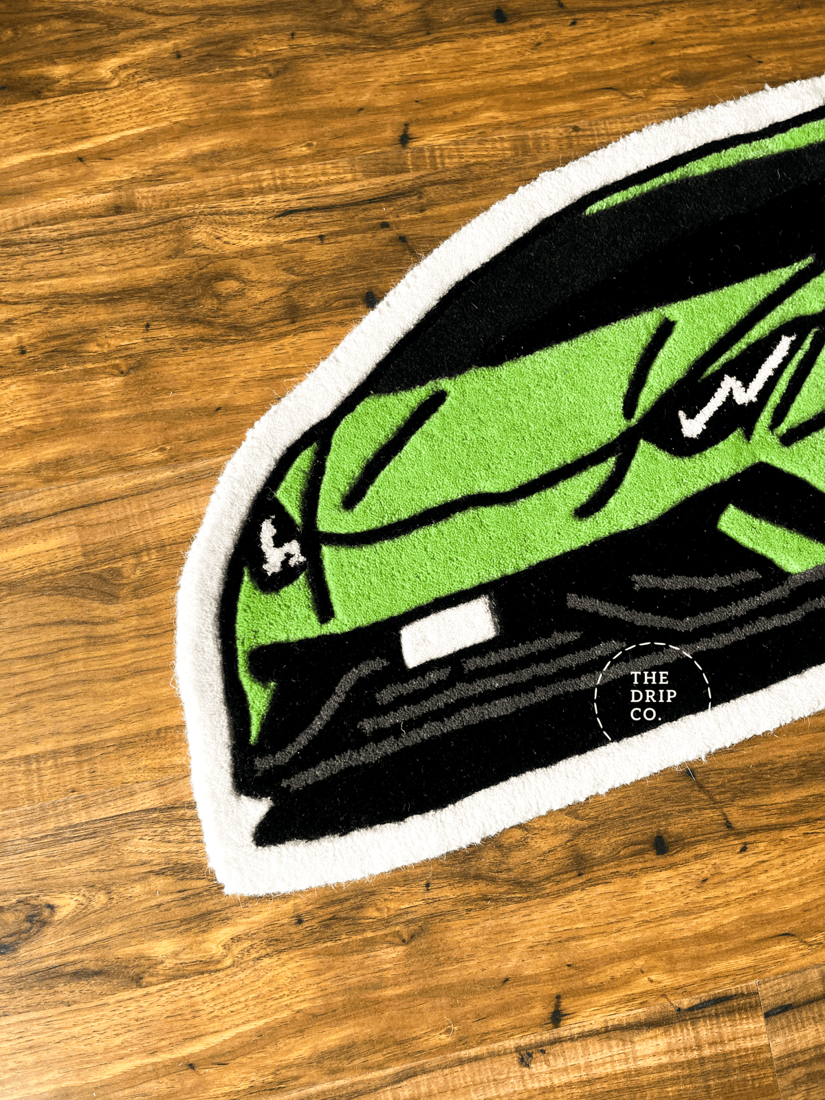 Green Sports Car  Hand Tufted Custom Rug by THE DRIP CO. RUGS