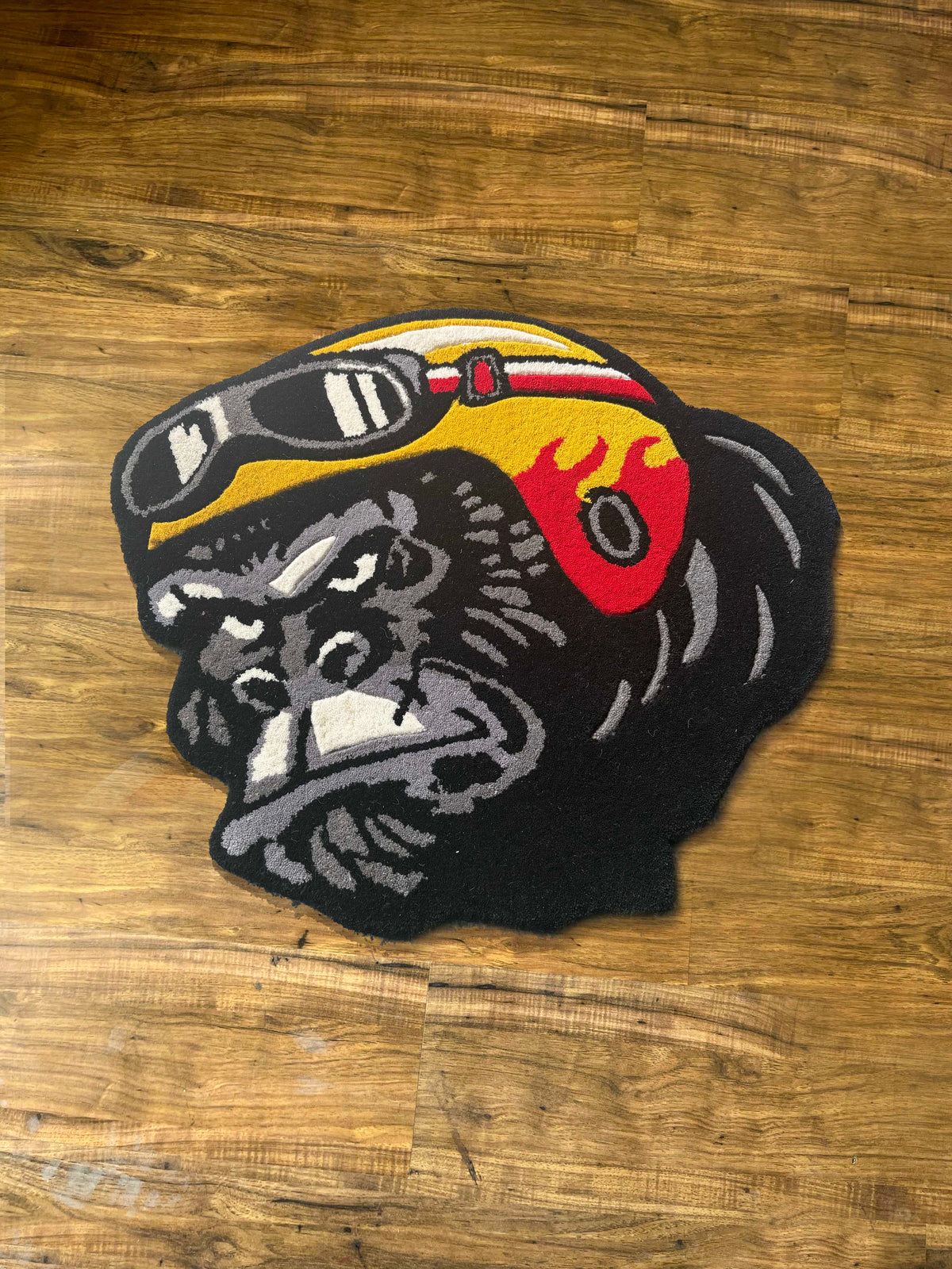 Chimpanzee biker Hand Tufted Custom Rug by THE DRIP CO. RUGS