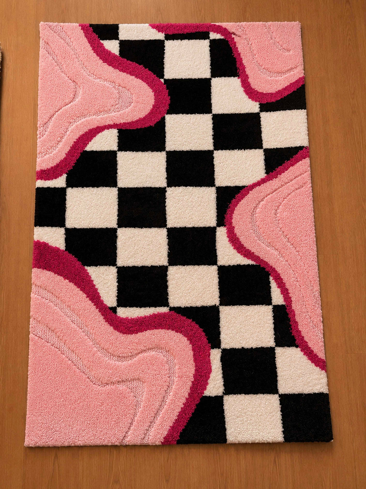 Melted Checkerboard machine made rug by THE DRIP CO. RUGS
