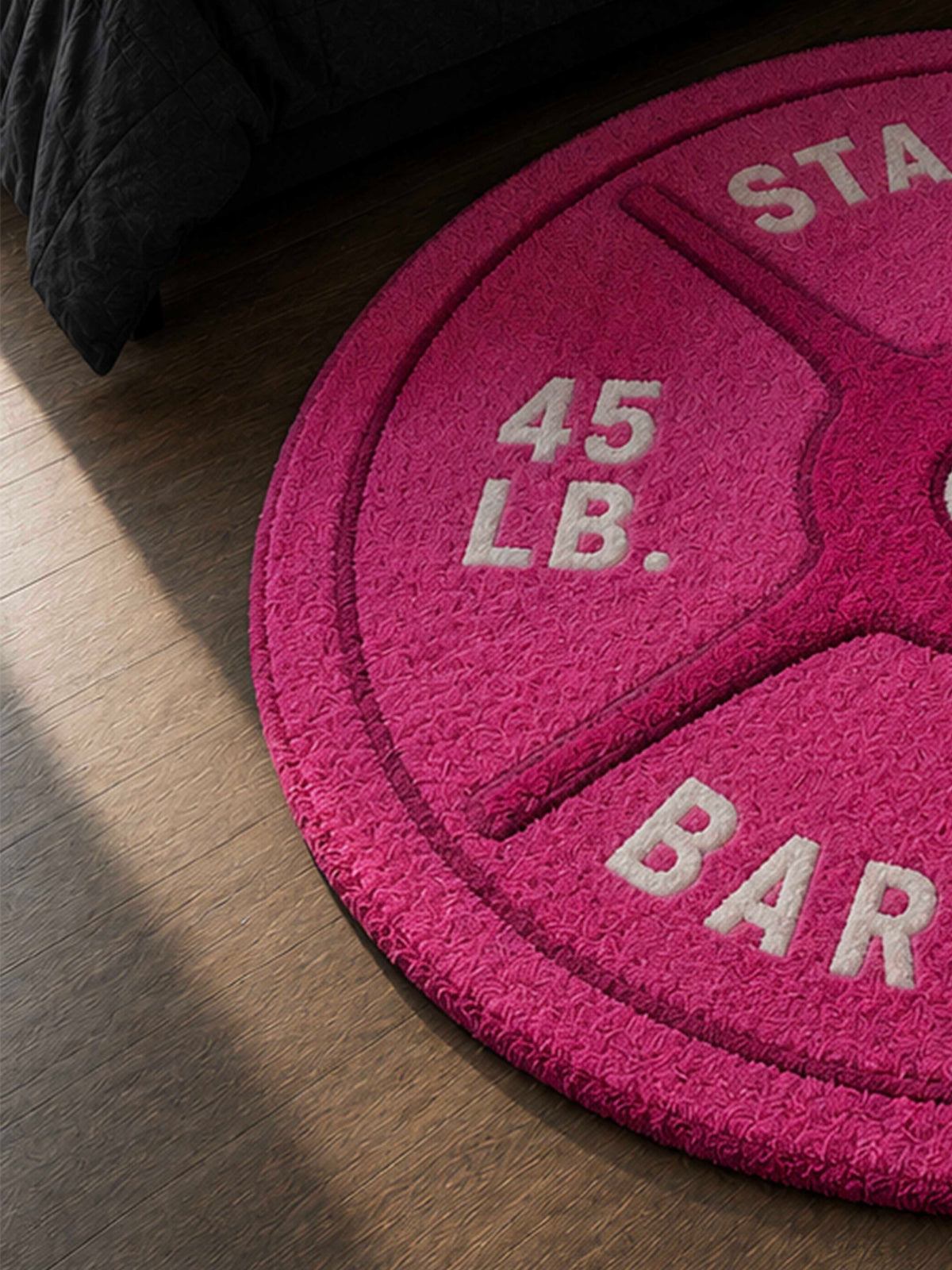 Pink Barbell Hand Tufted Rug by THE DRIP CO. RUGS