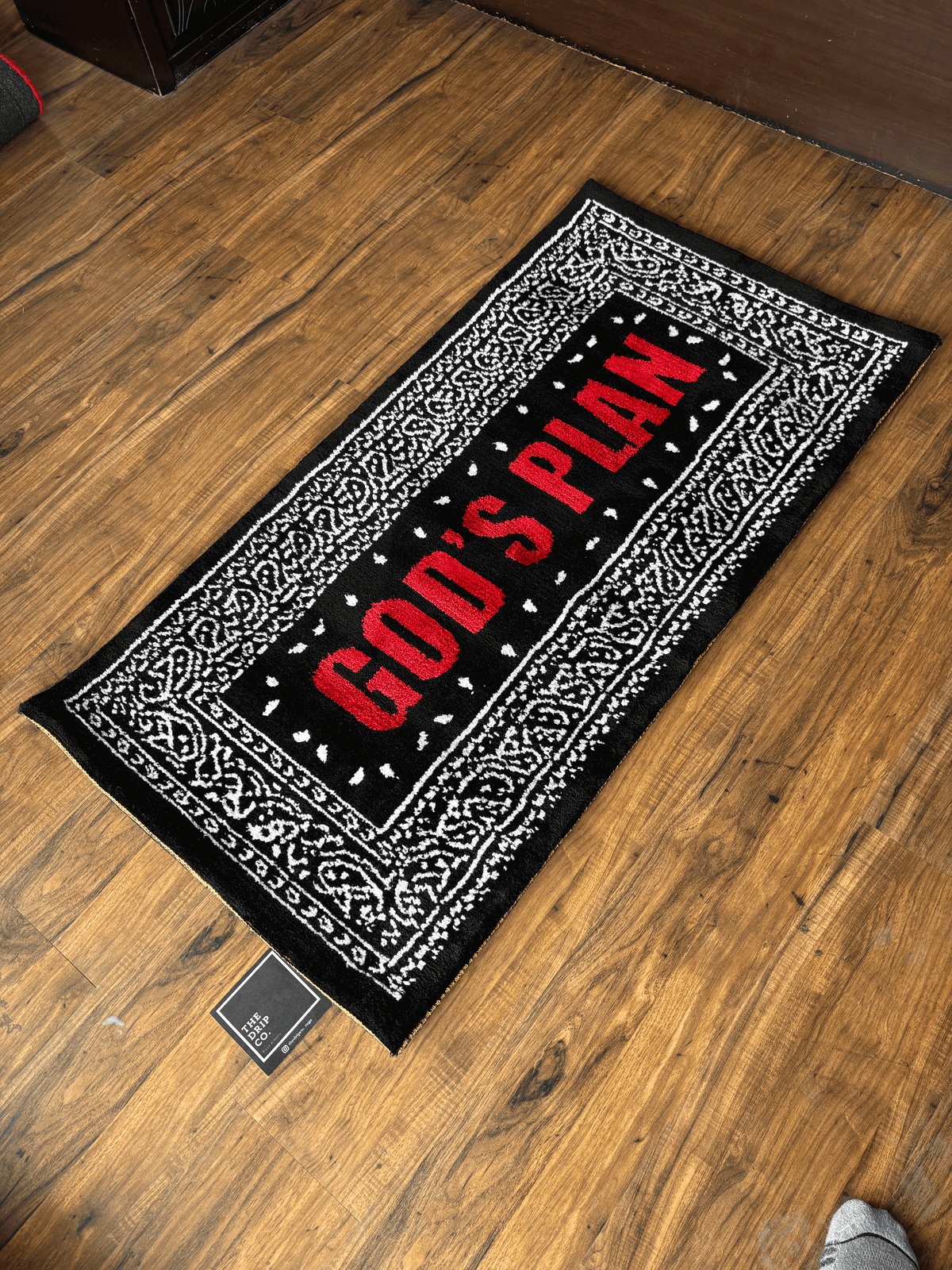 Gods Plan Red Machine Tufted Custom Rug by THE DRIP CO. RUGS