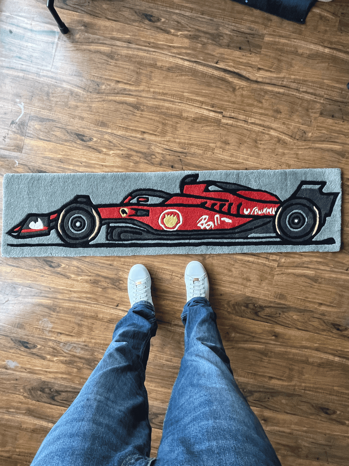 RED F1 Car Custom Rug by THE DRIP CO. RUGS