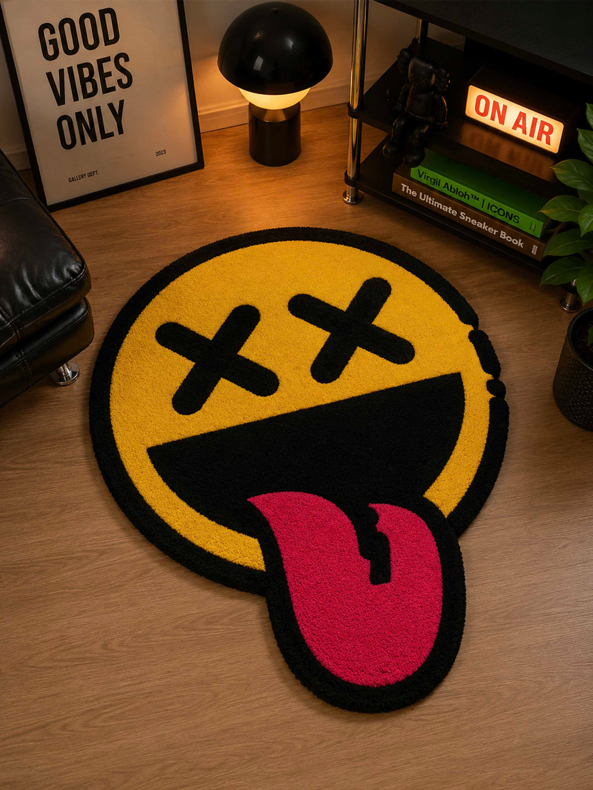 Yellow X face Hand Tufted Rug by THE DRIP CO. RUGS