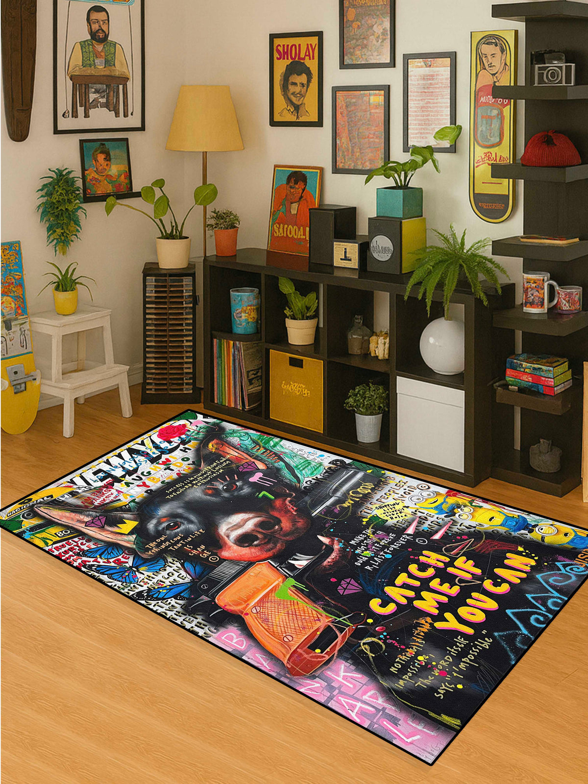 Dog graffiti art Washable Custom Rug by THE DRIP CO. RUGS