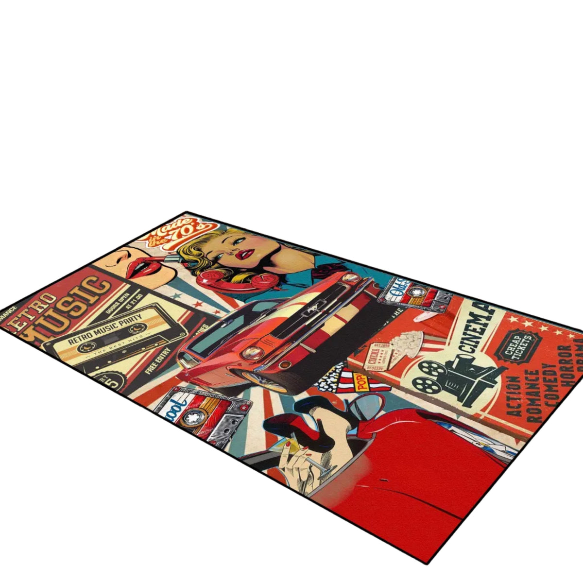 Retro collage art Washable Custom Rug by THE DRIP CO. RUGS