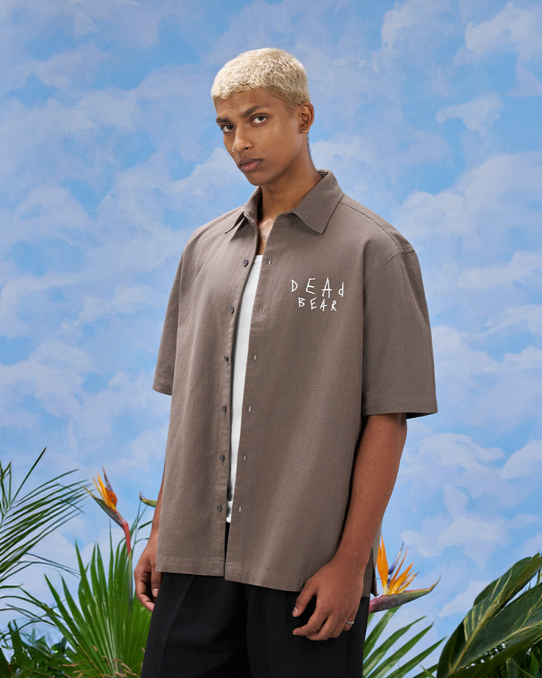 Scribbled Logo Shirt Taupe by DEADBEAR