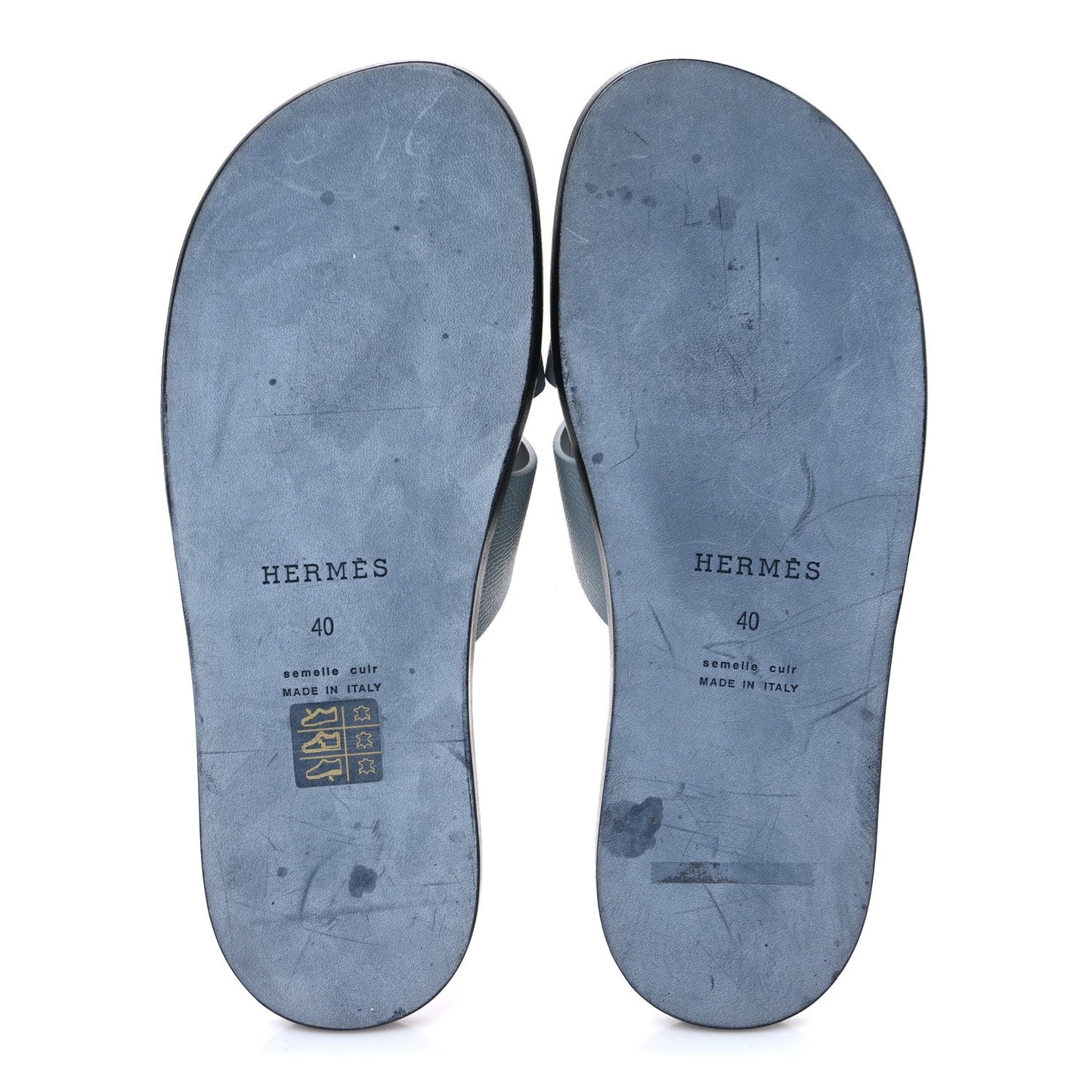 Hermès Izmir Sandals – Gris Antarctique & Brique Epsom Calfskin