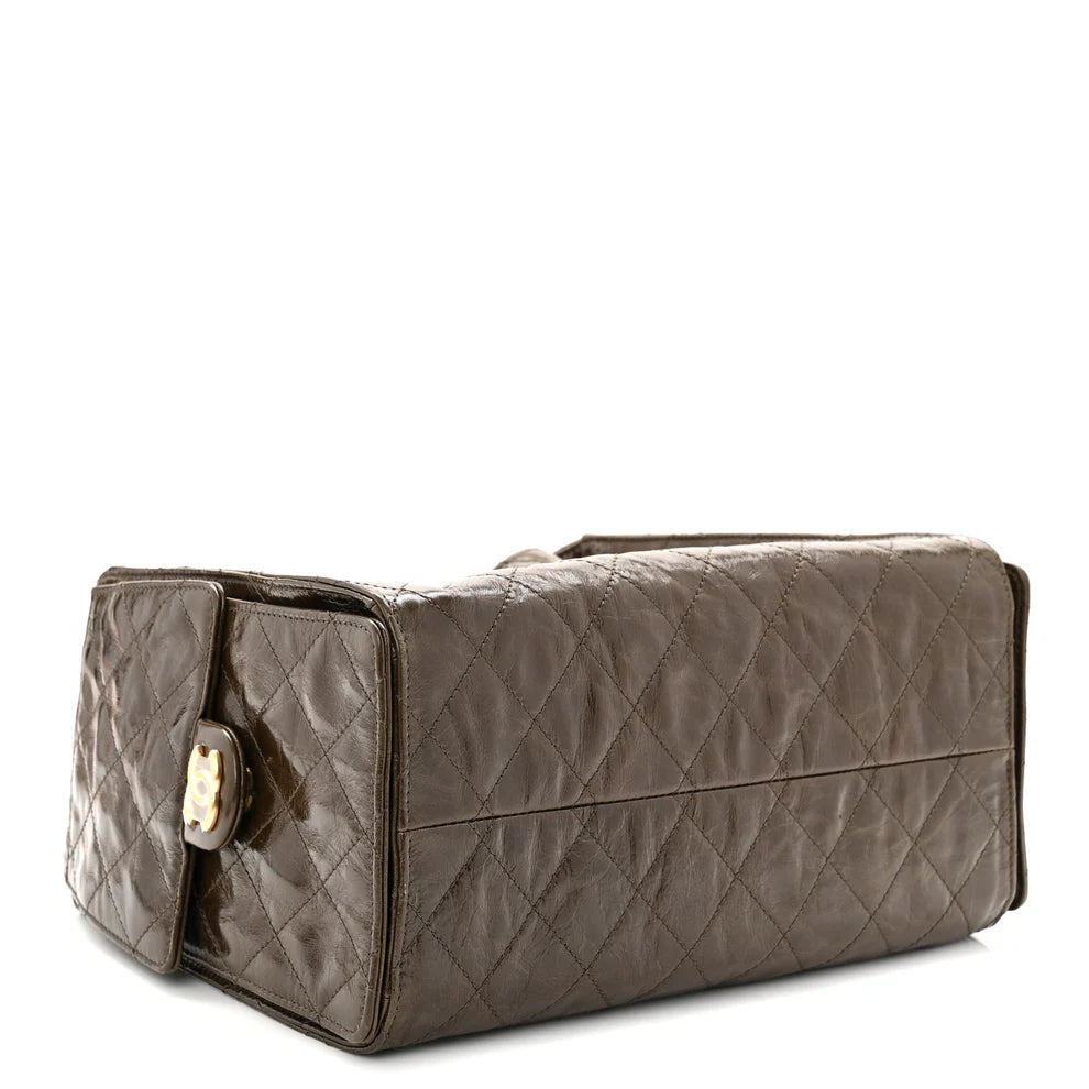 Chanel Shiny Crumpled Calfskin Quilted Small Chanel 25 Handbag – Khaki - Zeuskicks