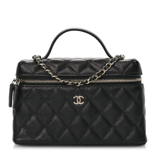 Chanel Caviar Quilted Slim Vanity with Chain – Black - Zeuskicks
