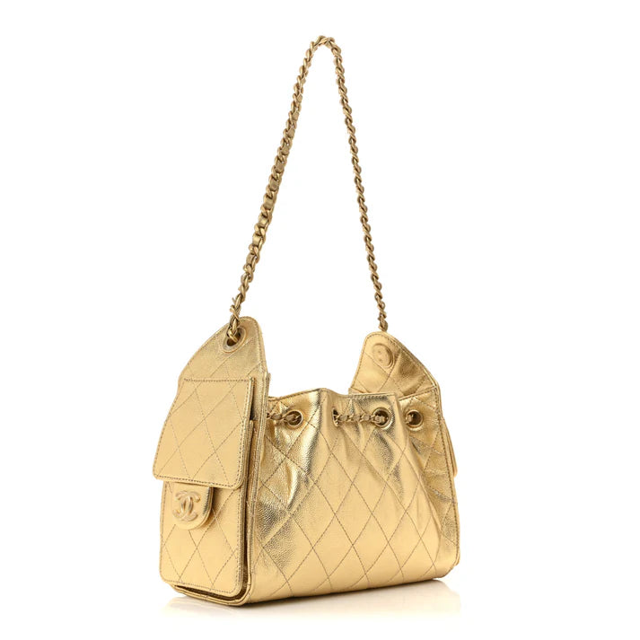 Chanel Metallic Caviar Quilted Mini Chanel 25 Handbag – Gold