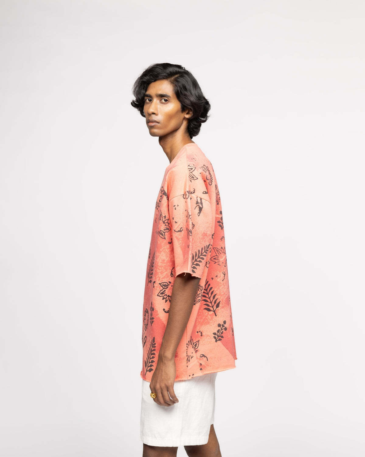 Coral Block Printed - Tshirt by FARAK