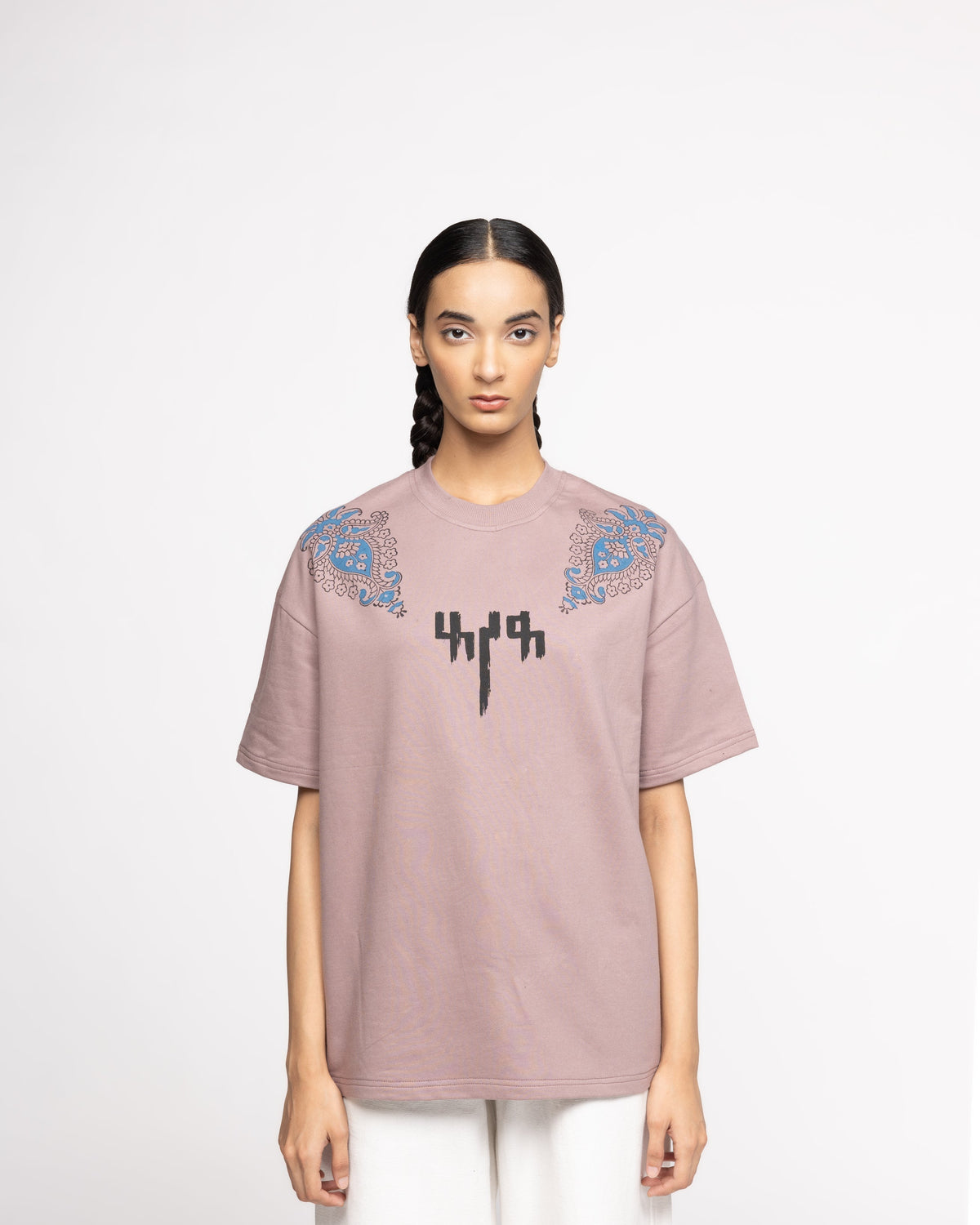Mauve Block Printed - Tshirt by FARAK