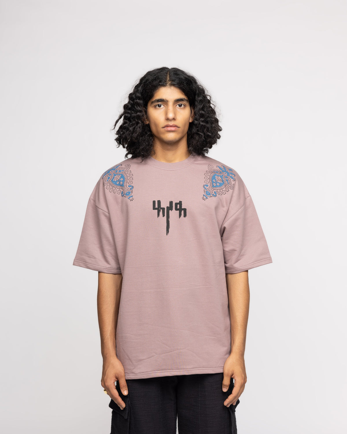 Mauve Block Printed - Tshirt by FARAK