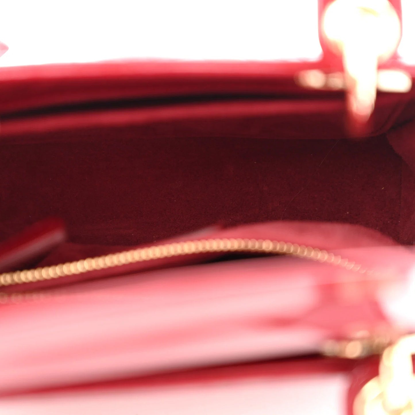 Christian Dior Small Lady Dior – Patent Cannage Cherry Red with Gold Hardware