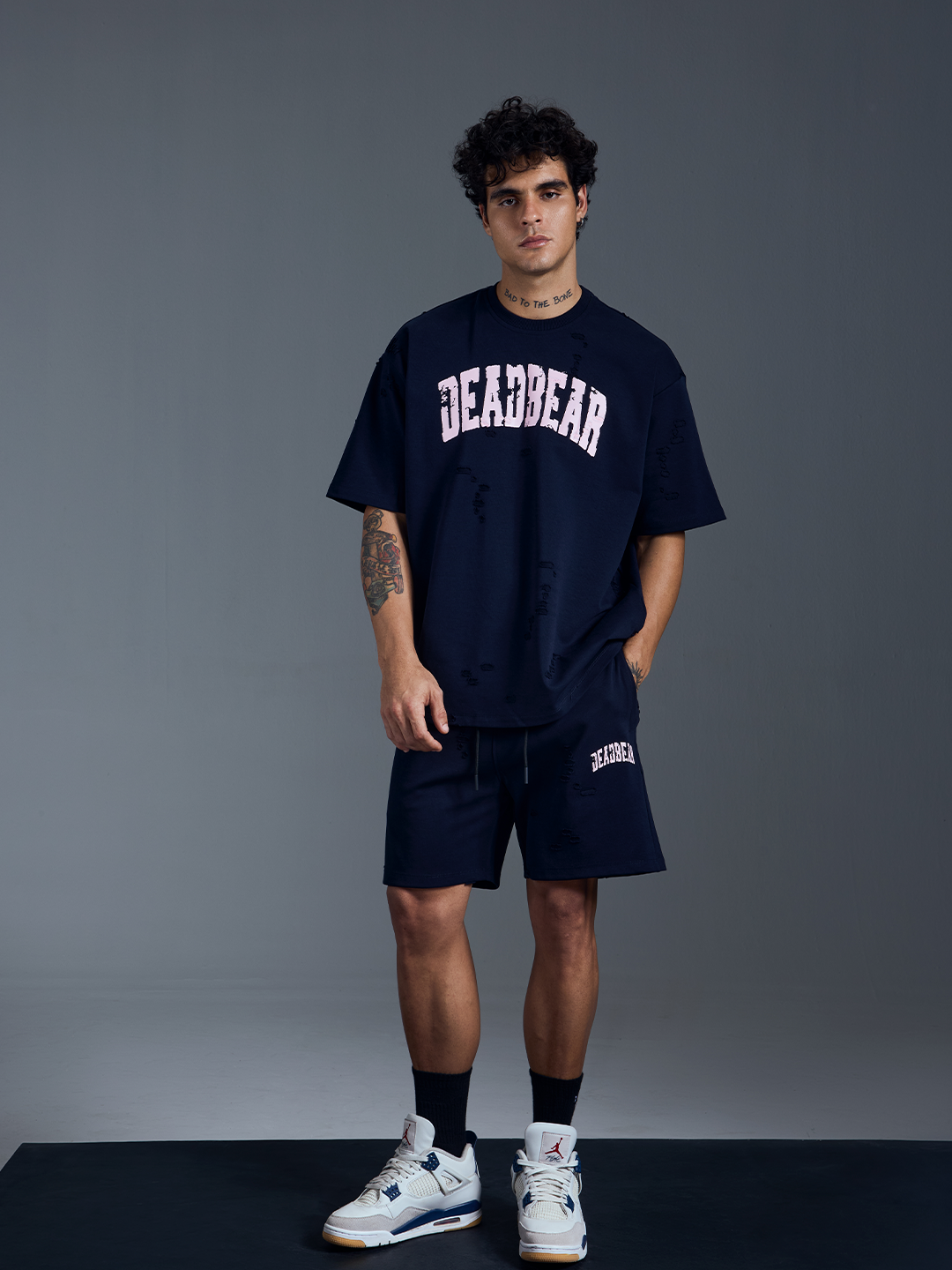 Distressed Navy Tee by DEADBEAR