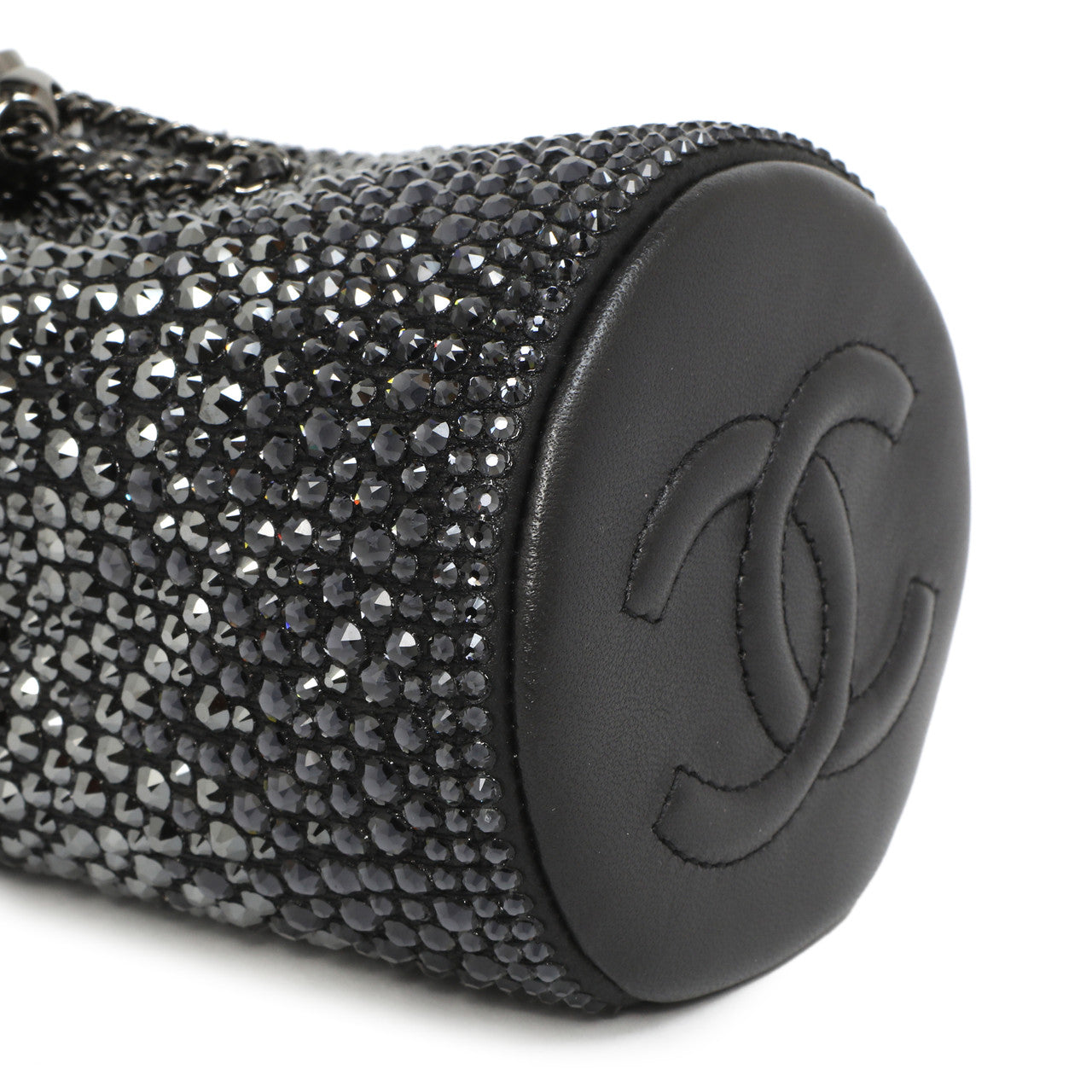 Chanel Black Lambskin Strass Mini Bucket Bag