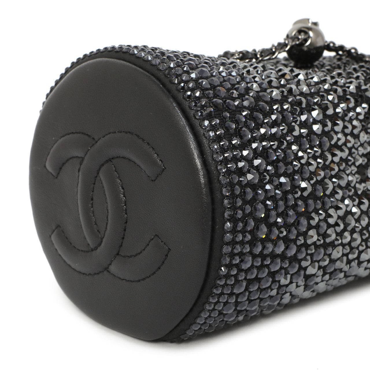 Chanel Black Lambskin Strass Mini Bucket Bag