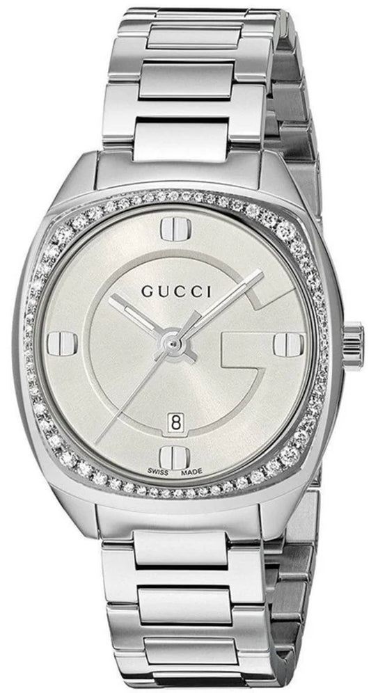 Ladies’ Gucci G-Frame YA142506 Quartz Watch with Diamond-Set Bezel