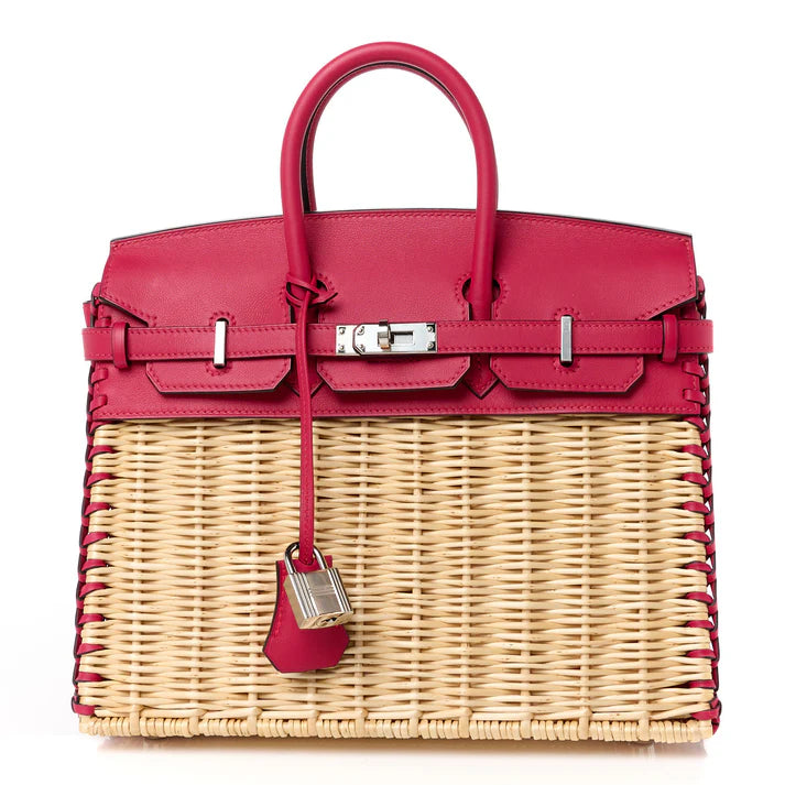 Hermès Wicker Swift Picnic Birkin 25 – Naturel / Framboise - Zeuskicks