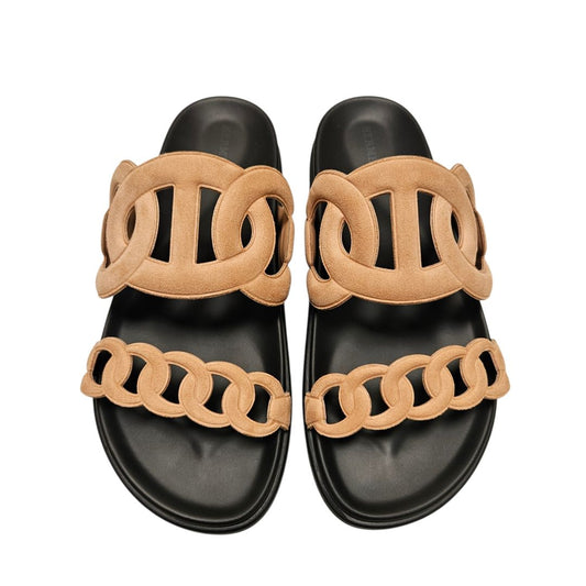 Hermès Extra Sandals – Beige Suede Goatskin Edition