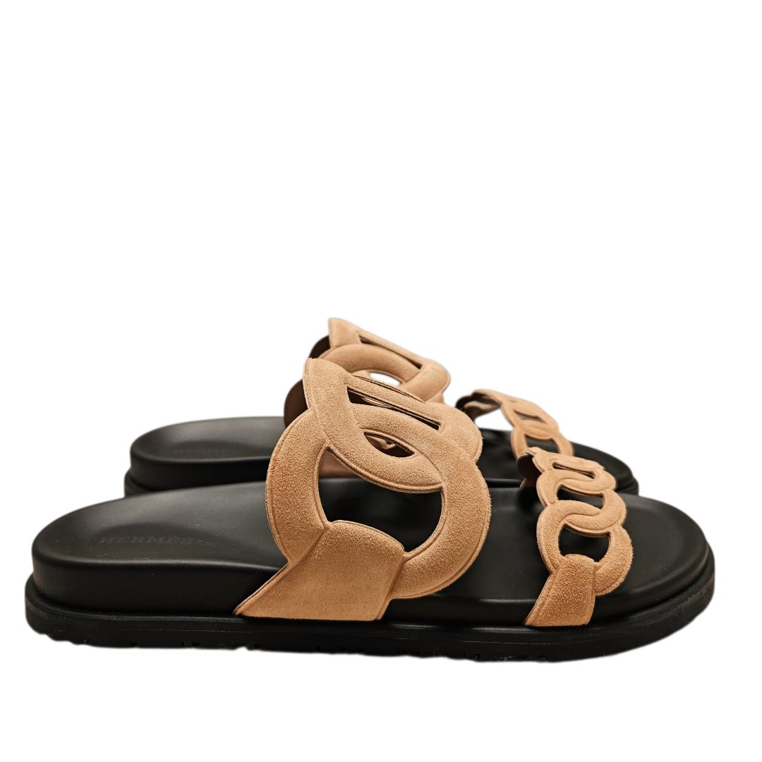 Hermès Extra Sandals – Beige Suede Goatskin Edition