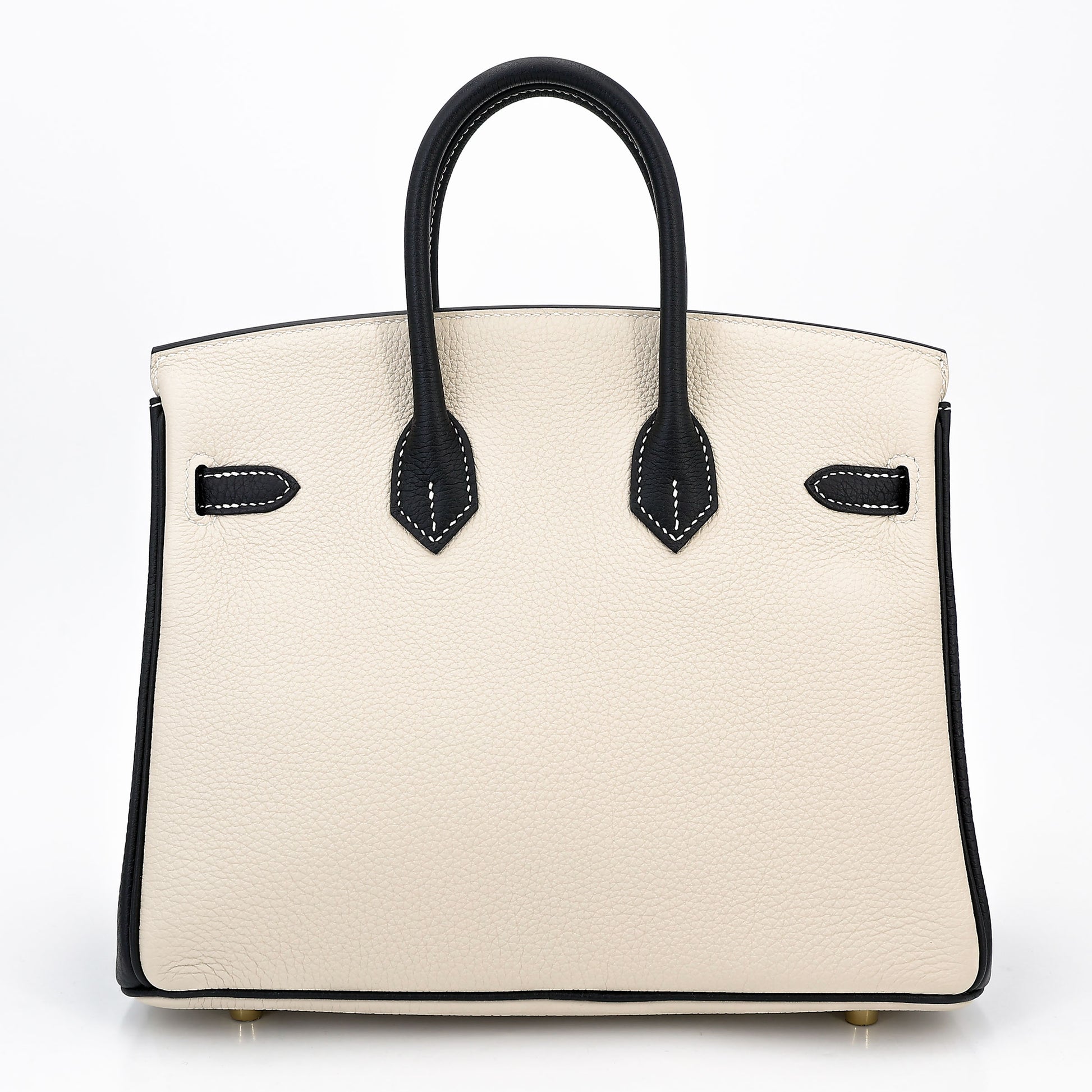 Hermès Special Order (HSS) Birkin 25 – Black (89) & Nata (I2) Togo Leather with Brushed Gold Hardware (2020 Y Stamp) - Zeuskicks