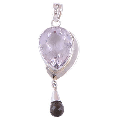 Amethyst, Smoky Topaz 925 Sterling Silver Pendant - R300387-2