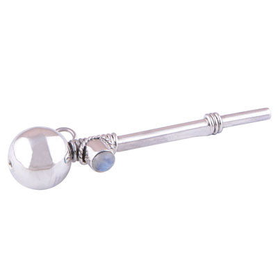 7.7gram Rainbow Moonstone Cabochon Cocaine Silver Pipe - R5500000-9