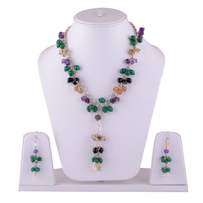 925 Sterling Silver Lemon Topaz, Citrine, Green Onyx, Garnet, Amethyst, Smoky Topaz, Black Onyx Jewellery Set - R5000118-1