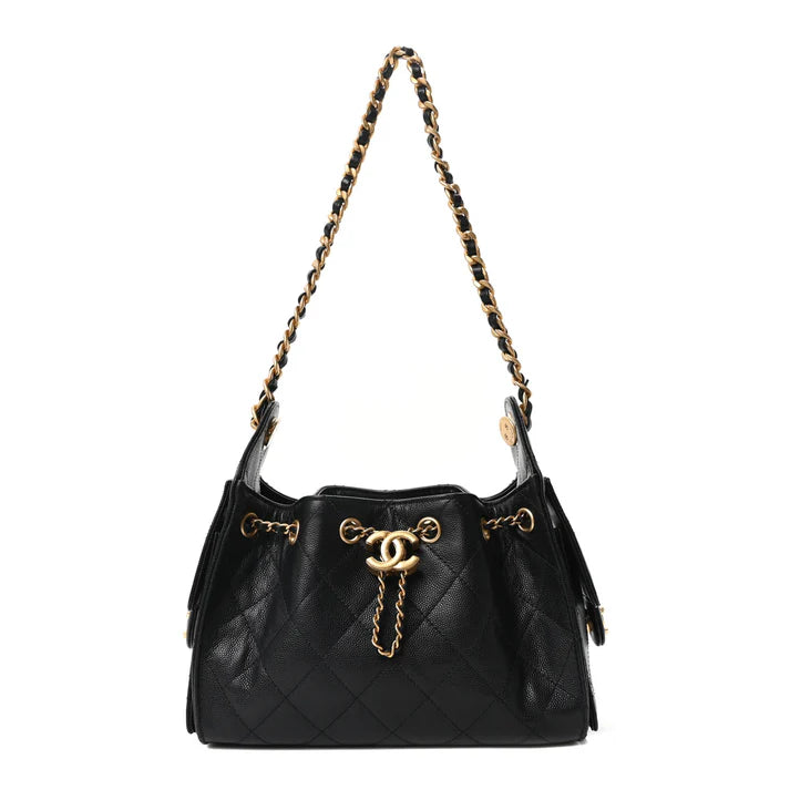 Chanel Mini 25 Handbag – Quilted Caviar Leather in Black with Gold Hardware - Zeuskicks