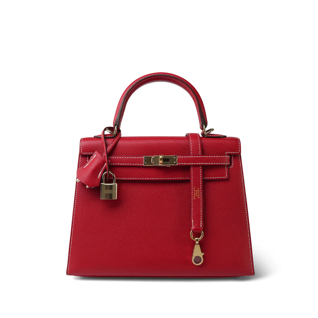 Hermès Kelly Sellier 25 – Bi-Color Rouge Casaque / Bleu Thalassa Epsom - Zeuskicks
