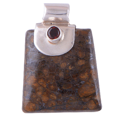 Agate, Garnet 925 Sterling Silver Pendant - R100294-11