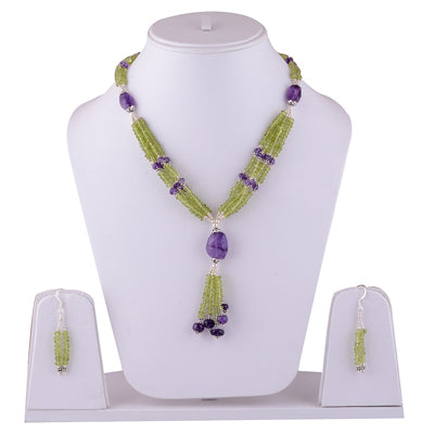 925 Sterling Silver Peridot, Amethyst Jewellery Set - R5000114-3