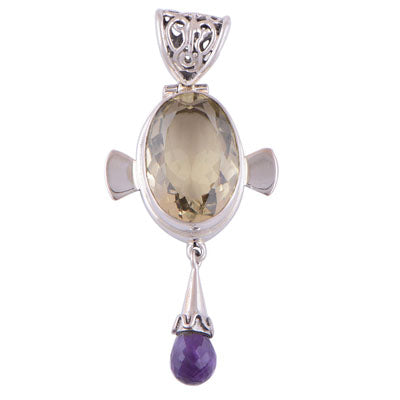 Amethyst, Lemon Topaz 925 Sterling Silver Pendant - R300295-13