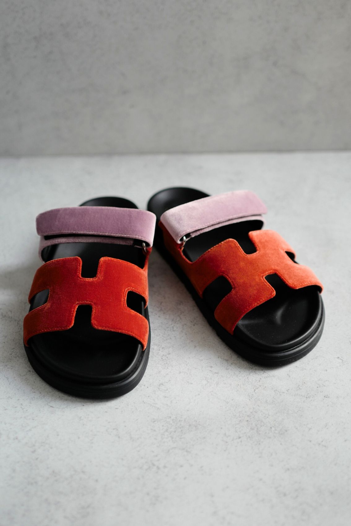 Hermès Chypre Sandals – Orange Canyon & Bruyère Suede Goatskin Edition