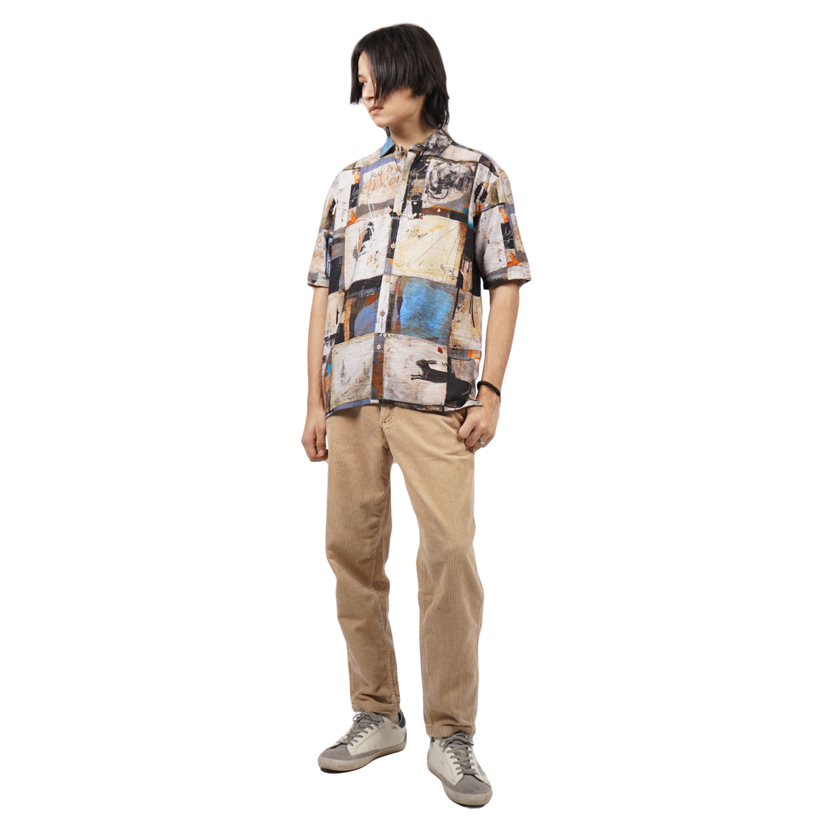 BRUSHSTROKE GRID PRINTED SHIRT by GREY AREA