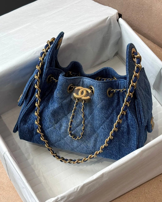 Chanel Mini 25 Hobo – Blue Washed Denim with Gold Hardware - Zeuskicks