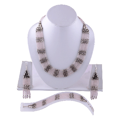 925 Sterling Silver Rose Quartz Jewellery Set - main product photo (R5000043-28)