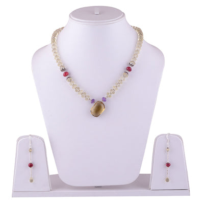 925 Sterling Silver Amethyst,Lemon Topaz,Red Corundum Jewellery Set - R5000120-2