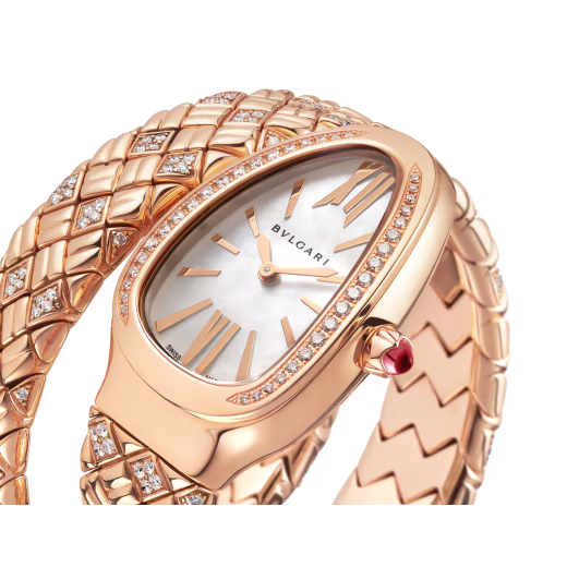 Serpenti Spiga Rose Gold Diamond MOP Watch