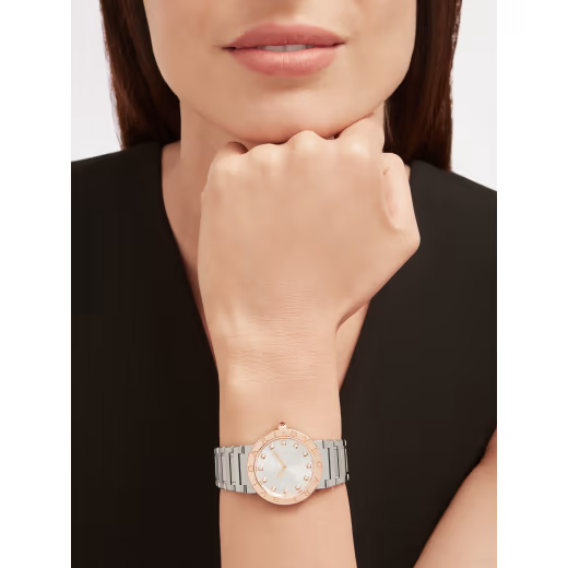 Bvlgari Rose Gold Steel Diamond Watch