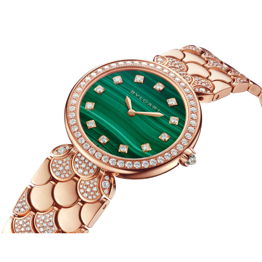 Divas’ Dream Rose Gold Diamond Malachite Watch