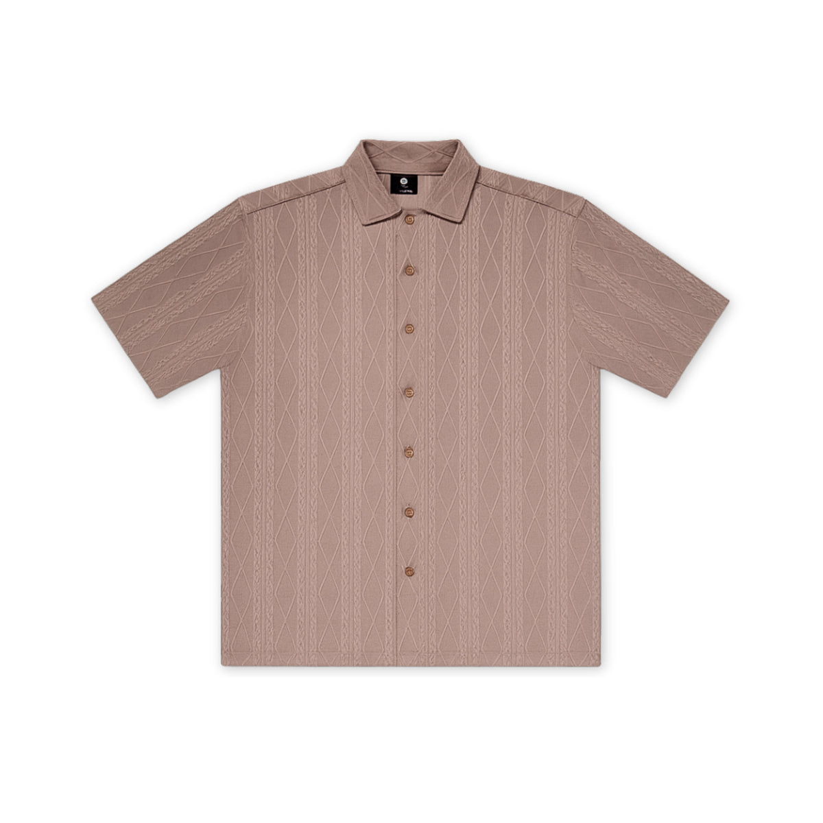 BROWN KNIT HALF SLEEVES SHIRT by GREY AREA