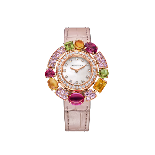 Allegra Rose Gold Diamond Pink Sapphire MOP Watch