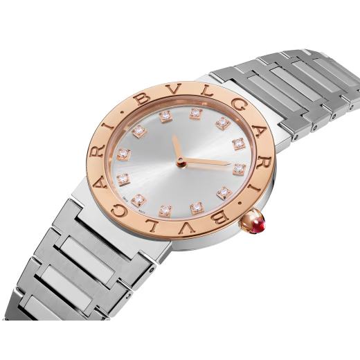 Bvlgari Rose Gold Steel Diamond Watch