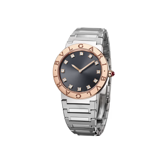 Bvlgari Rose Gold Steel Anthracite Diamond Watch