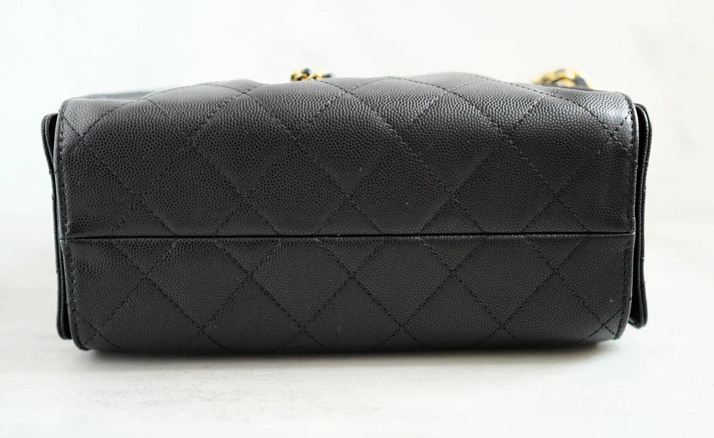 Chanel 26C Mini Hobo Bag in Black Grained Calfskin with Gold Hardware